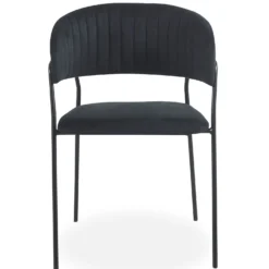 Lot de 8 chaises Tabata Métal Noir et Velours Noir
