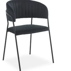 Lot de 8 chaises Tabata Métal Noir et Velours Noir