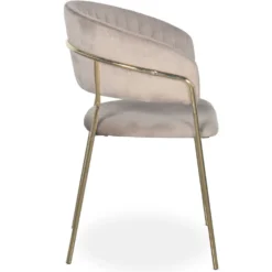 Lot de 8 chaises Tabata Métal Or et Velours Taupe