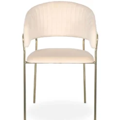 Lot de 8 chaises Tabata Métal Or et Velours Beige