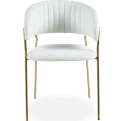 Lot de 8 chaises Tabata Tissu Bouclette Crème
