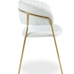 Lot de 4 chaises Tabata Tissu Bouclette Crème