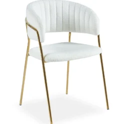 Lot de 4 chaises Tabata Tissu Bouclette Crème