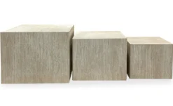Lot de 3 tables basses Balkor Effet Travertin Beige
