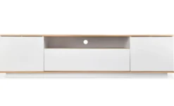 Meuble TV au design linéaire Iliade L180cm Bois clair et Blanc