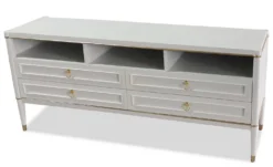 Meuble TV élégant 4 tiroirs Optimus Beige clair et Or