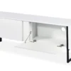 Meuble TV moderne avec 2 portes Valmain L180cm Blanc et Métal Noir