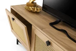 Meuble TV 3 portes en cannage Smussi 180cm Bois clair
