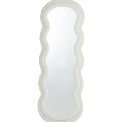 Miroir en pied décoratif design ondulé Andromak 70x170cm Velours Crème