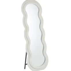 Miroir en pied décoratif design ondulé Andromak 70x170cm Velours Crème