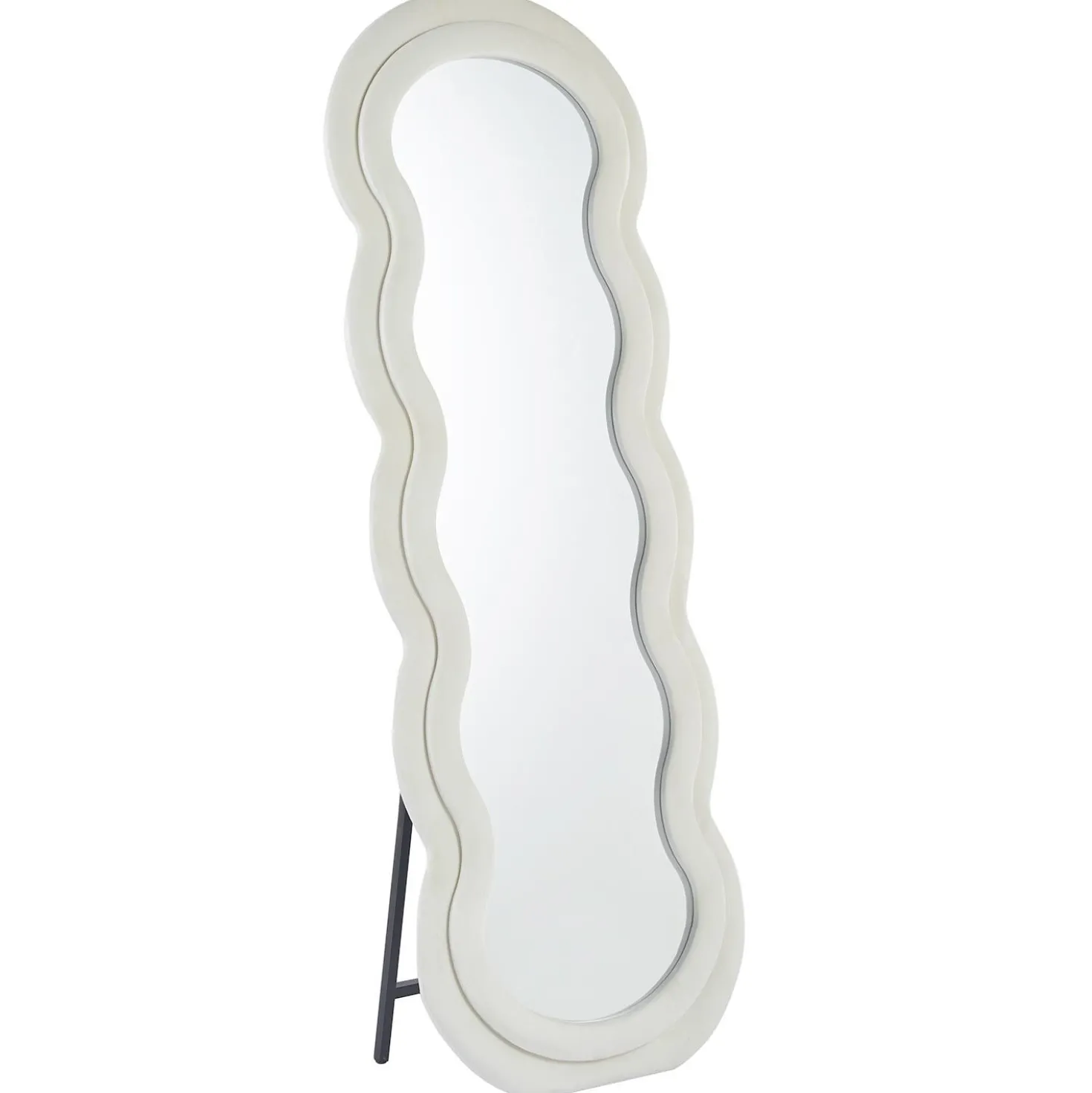 Miroir en pied décoratif design ondulé Andromak 70x170cm Velours Crème