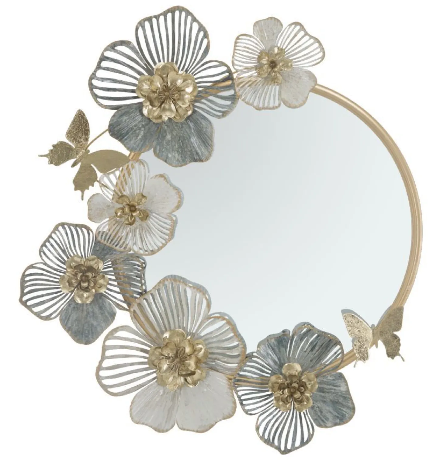 Miroir mural Amy métal doré décor floral pastel