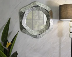 Miroir mural arrondi Aury Métal Argenté Verre