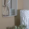Miroir mural cadre métal Blanc inserts en bois marron