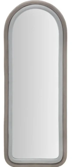 Miroir mural Cloe cadre en bois M.D.F et Tissu Velours Gris