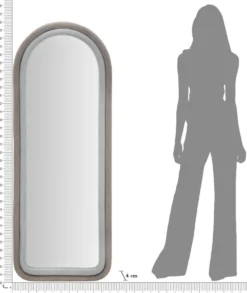 Miroir mural Cloe cadre en bois M.D.F et Tissu Velours Gris