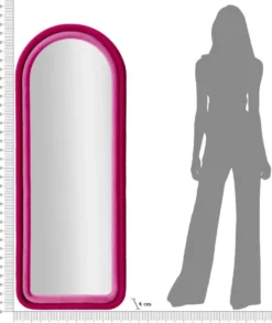 Miroir mural Cloe cadre en bois Velours Fuchsia