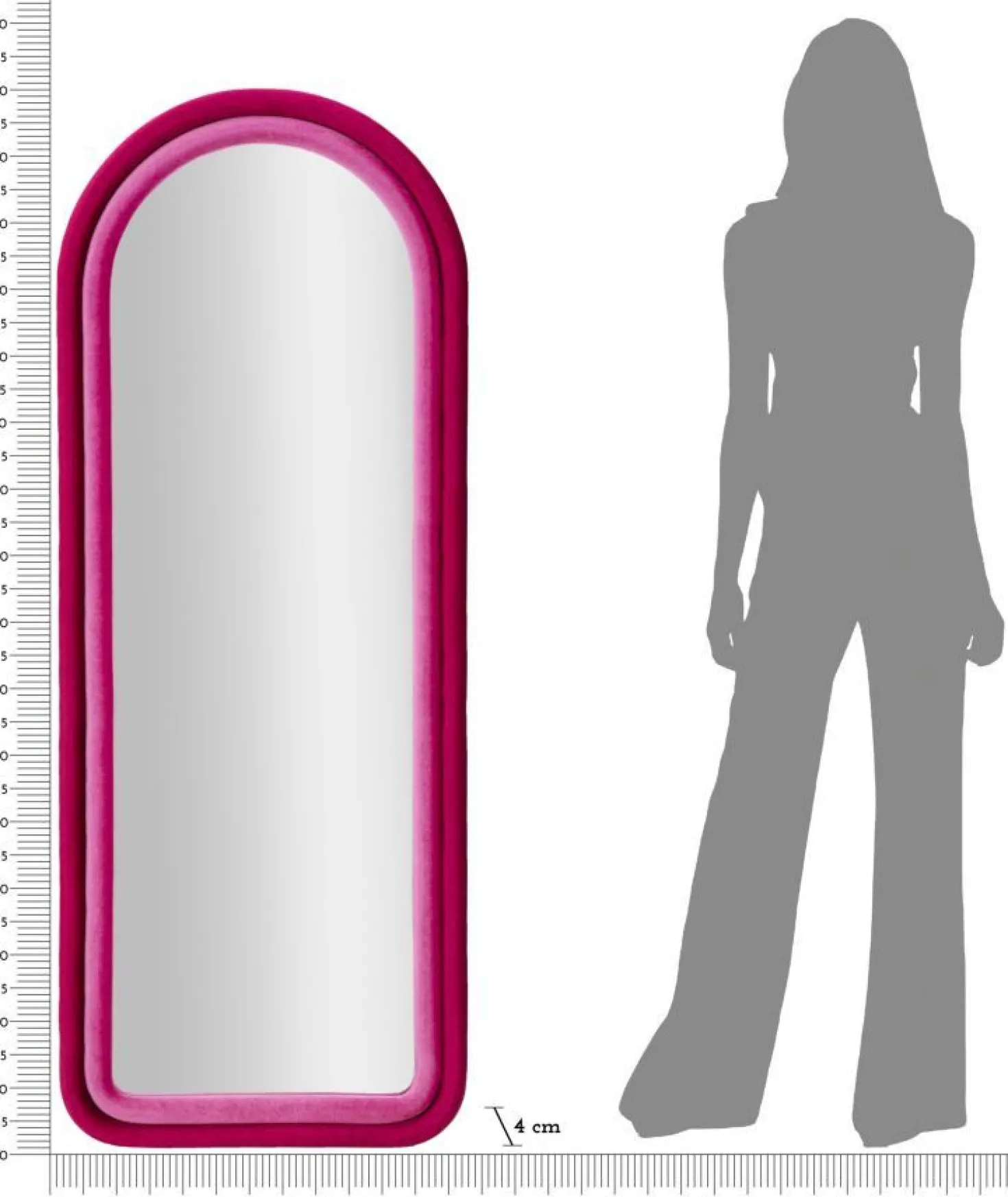 Miroir mural Cloe cadre en bois Velours Fuchsia