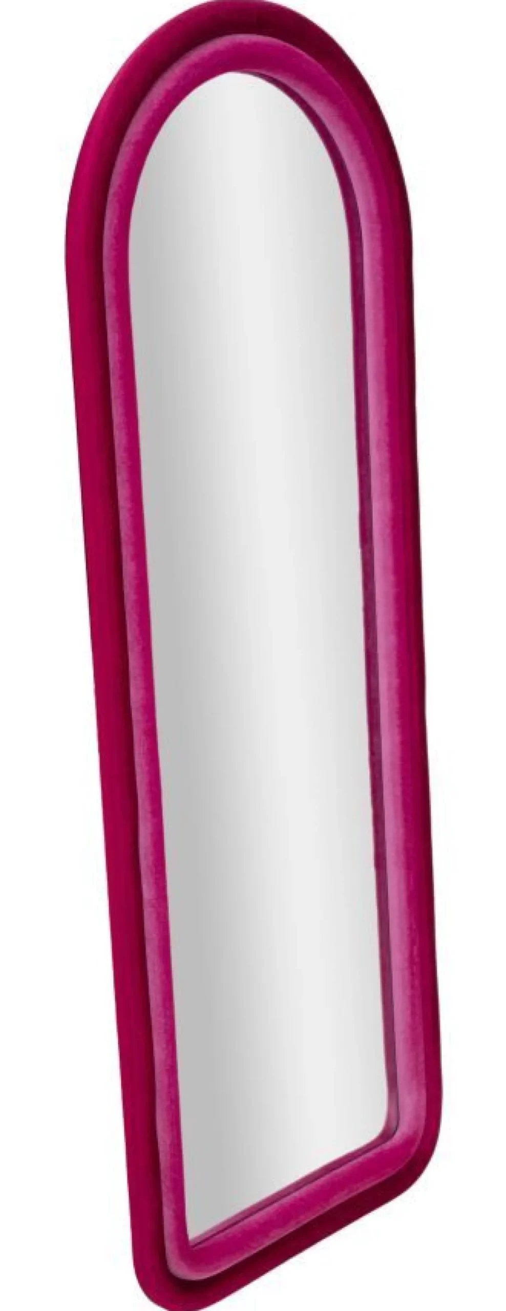 Miroir mural Cloe cadre en bois Velours Fuchsia