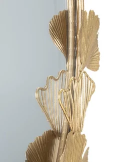 Miroir mural en métal doré design feuilles