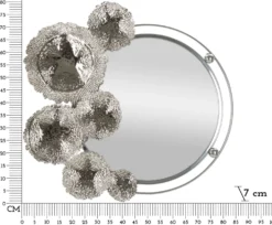 Miroir mural Kandi en métal argenté décor floral
