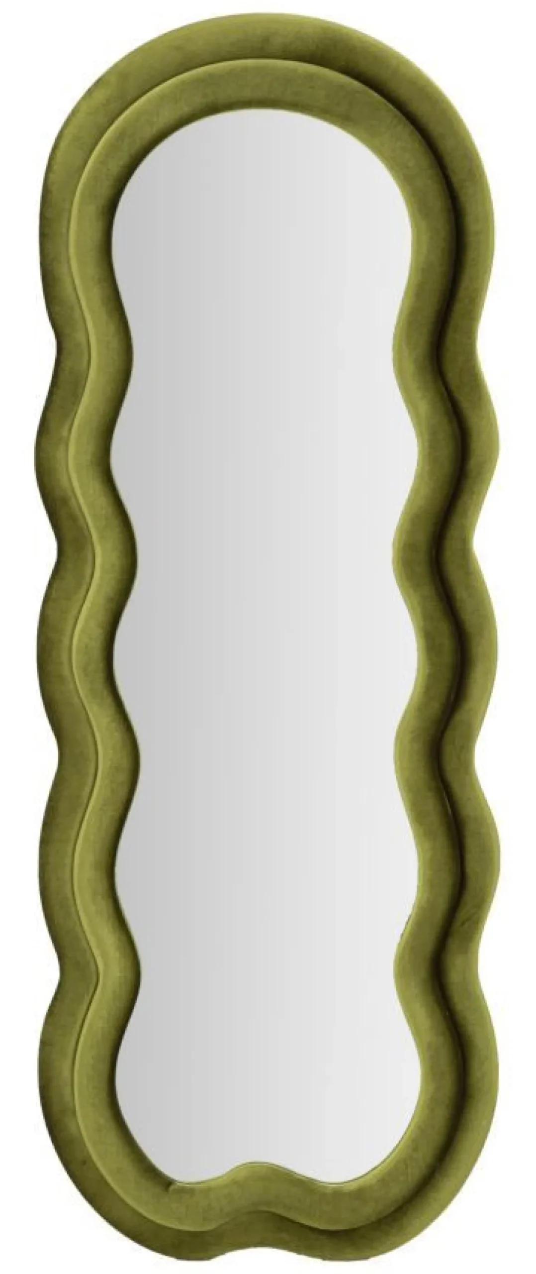 Miroir mural Miki cadre en bois et Tissu Velours Vert