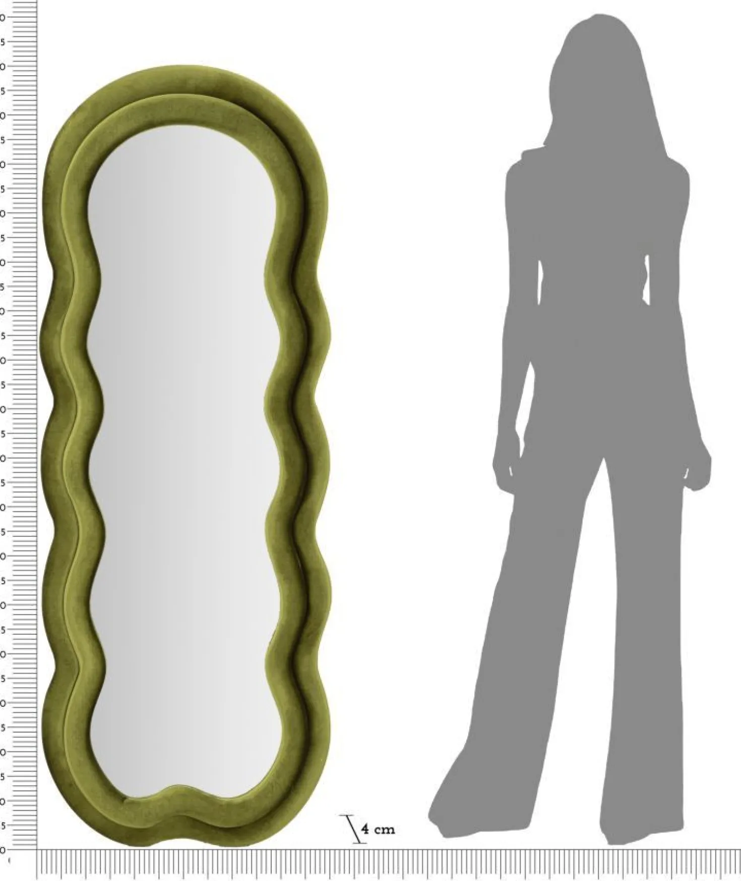 Miroir mural Miki cadre en bois et Tissu Velours Vert