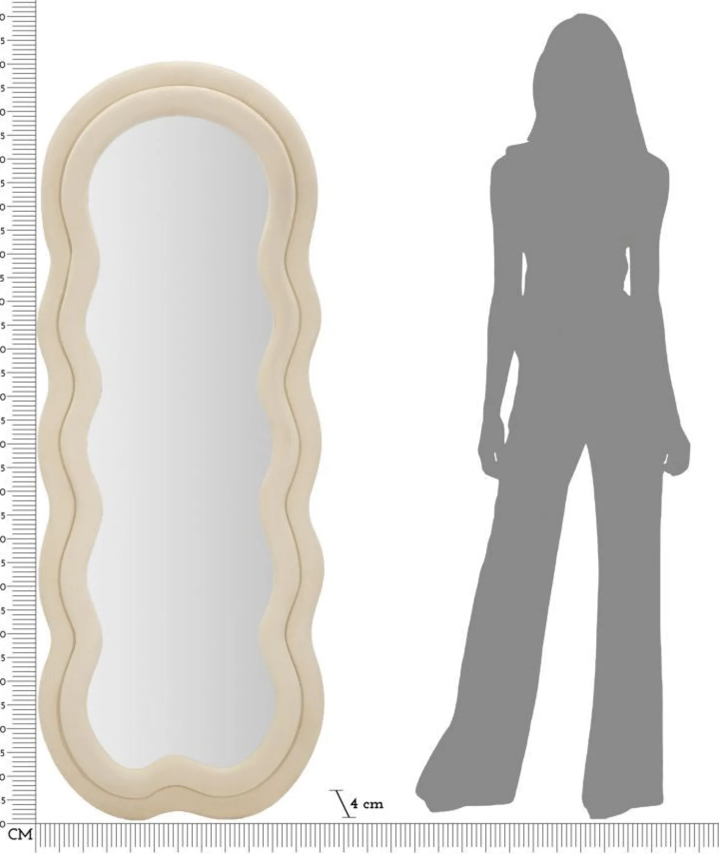 Miroir mural Miki en M.D.F et polyester Velours Crème