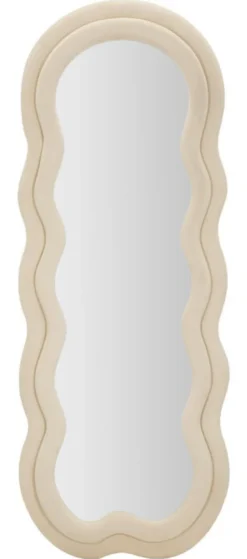 Miroir mural Miki en M.D.F et polyester Velours Crème