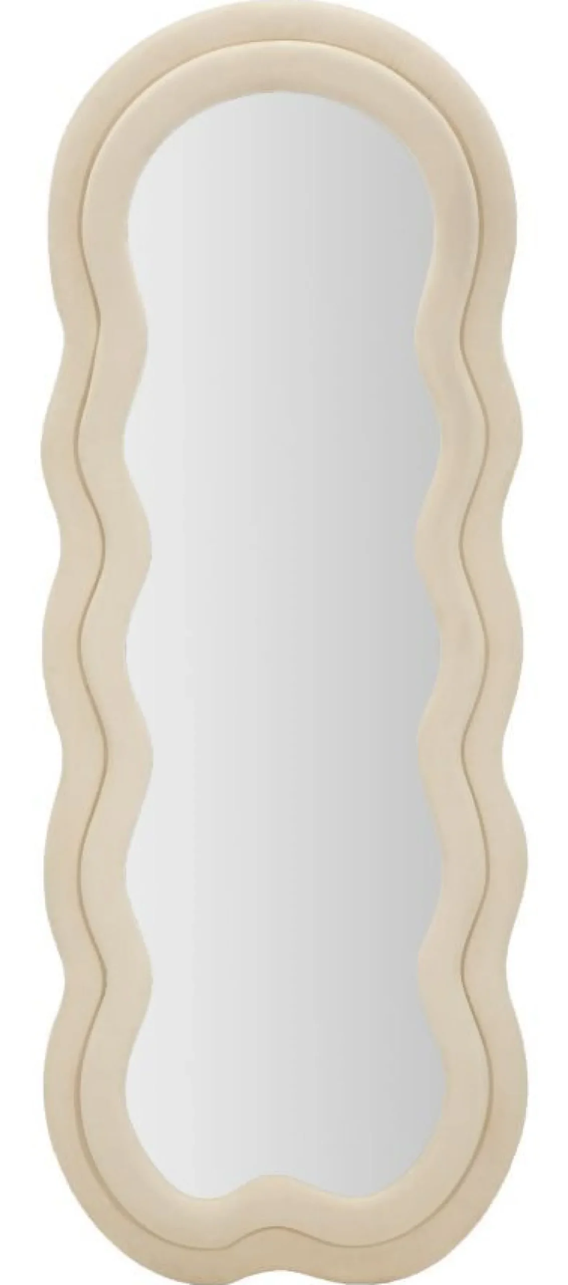 Miroir mural Miki en M.D.F et polyester Velours Crème