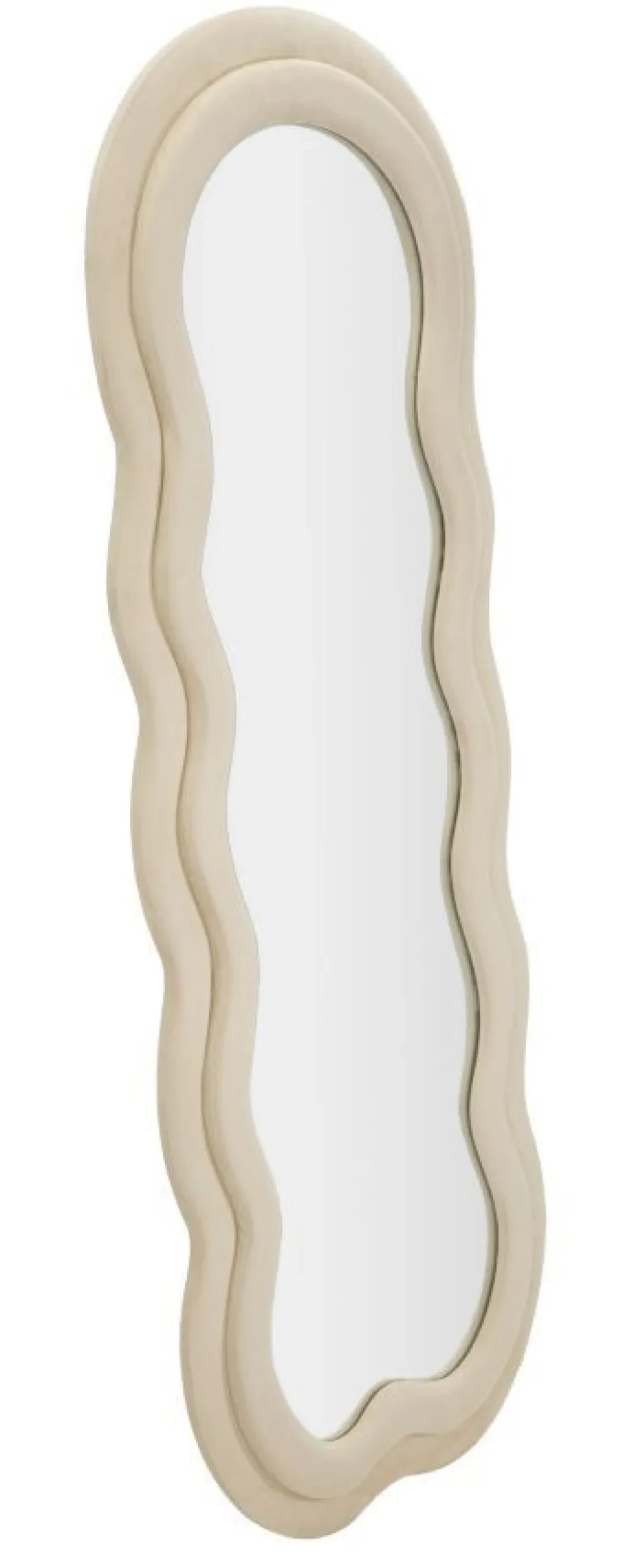 Miroir mural Miki en M.D.F et polyester Velours Crème