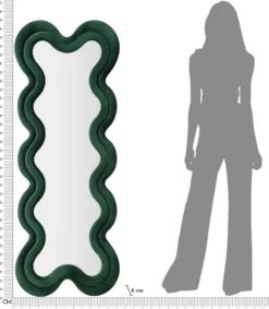 Miroir mural Monica cadre bois Velours Vert