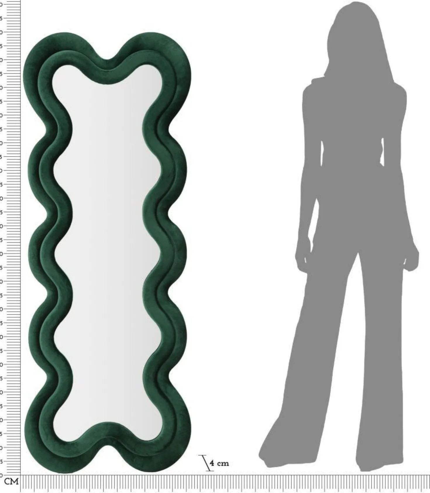 Miroir mural Monica cadre bois Velours Vert