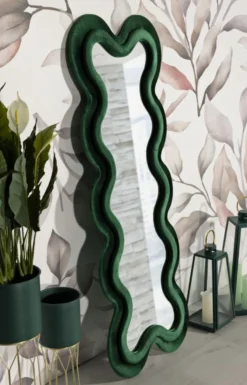 Miroir mural Monica cadre bois Velours Vert