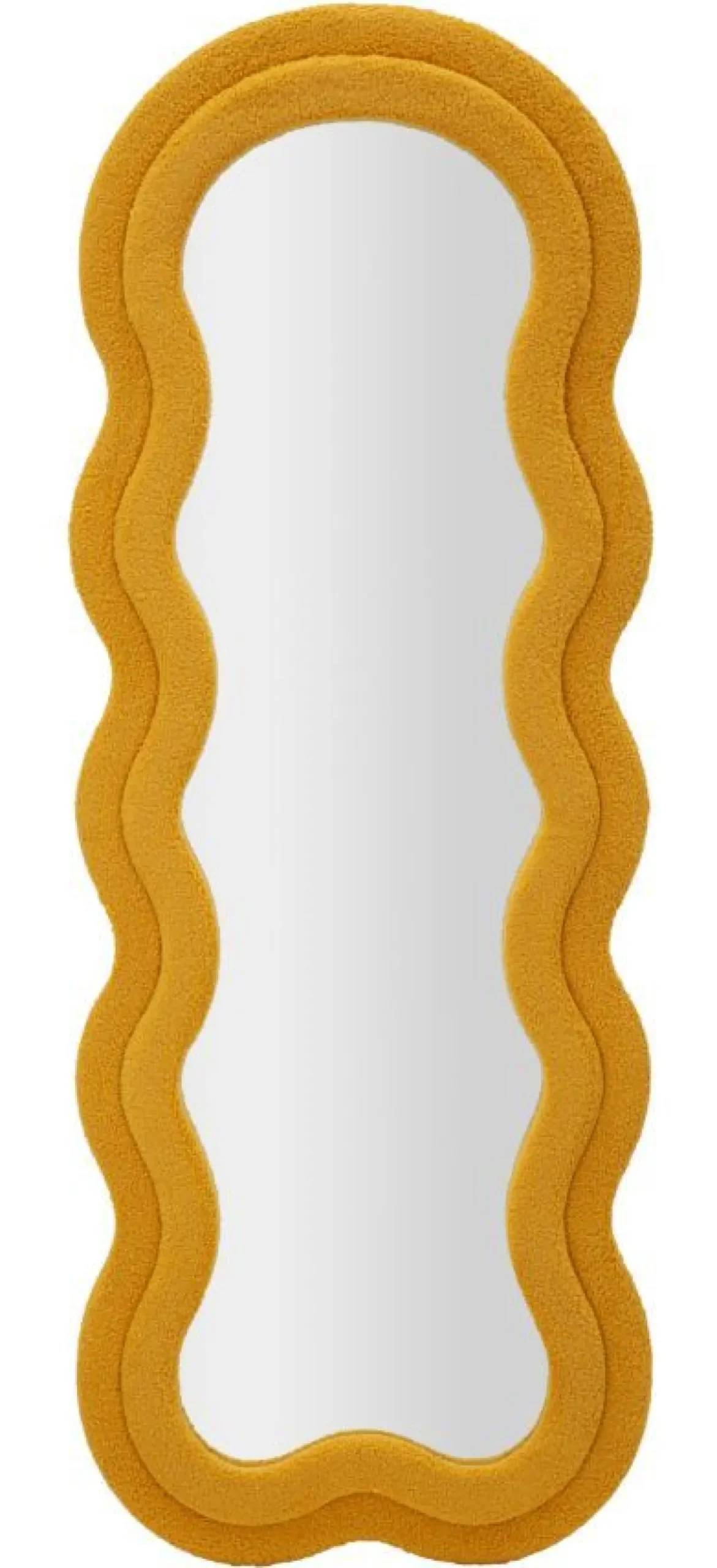 Miroir mural Moutarde cadre Bois Tissu bouclé