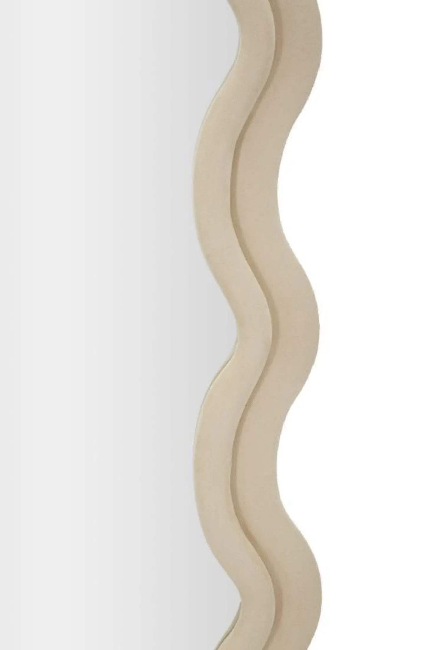 Miroir mural ondulé en bois et tissu crème