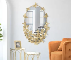 Miroir mural ovale Papillon Fer et Verre cadre doré
