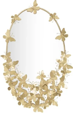 Miroir mural ovale Papillon Fer et Verre cadre doré