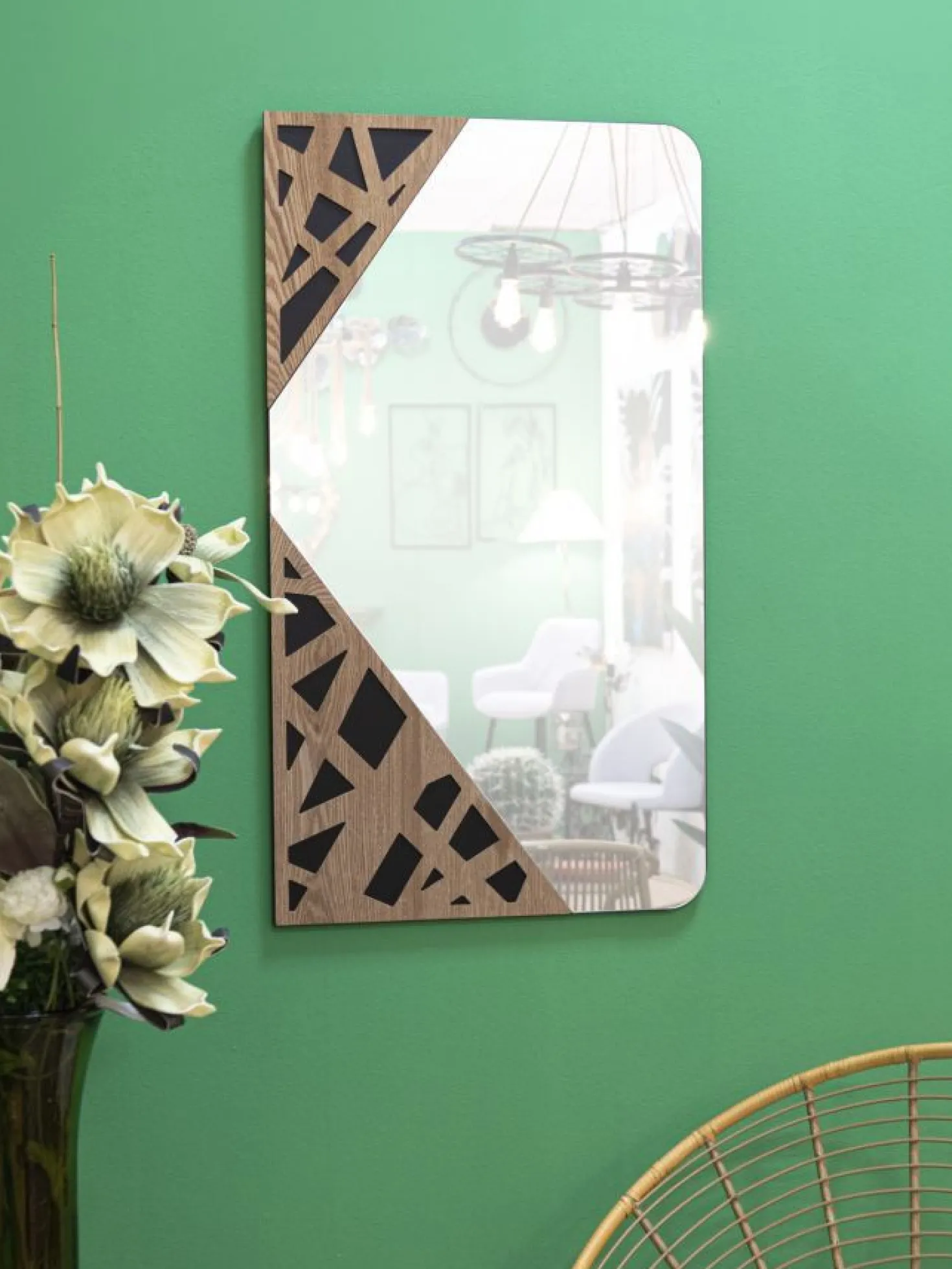 Miroir mural rectangulaire décorations géométriques M.D.F multicolore