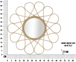 Miroir mural rond Almeria Rotin marron verre fer