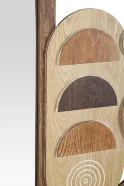 Miroir mural rond en M.D.F et verre multicolore