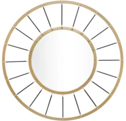 Miroir mural rond Glamorouso cadre doré décorations métal noir
