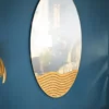 Miroir mural rond M.D.F et verre naturel décor en bois