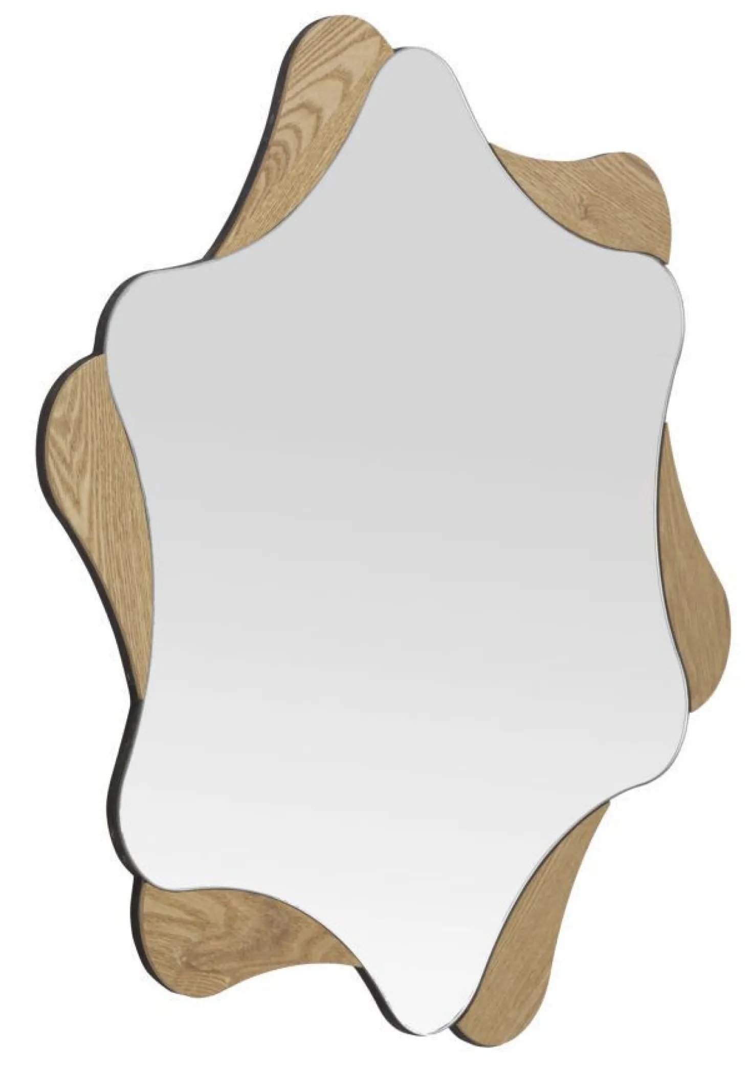 Miroir mural étoile M.D.F et verre bois naturel