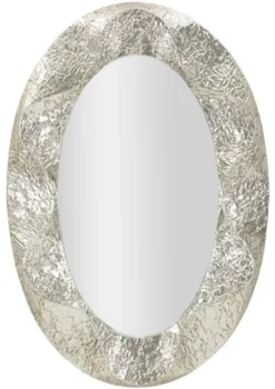 Miroir ovale argent martelé