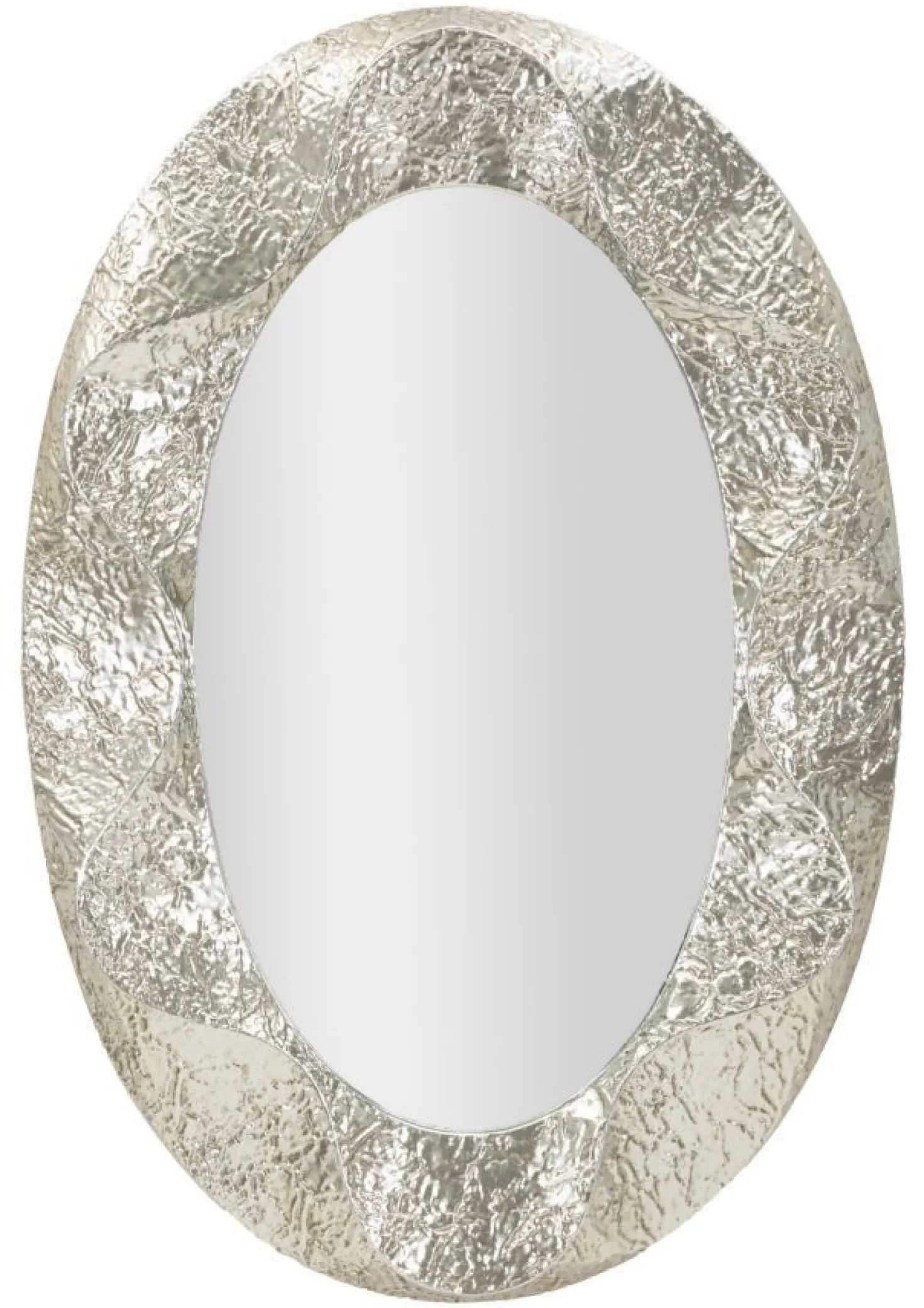Miroir ovale argent martelé