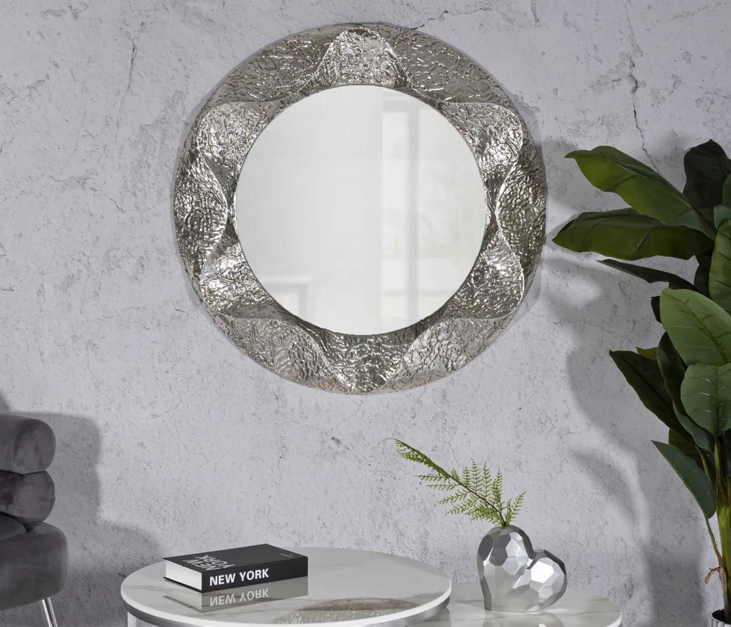 Miroir rond Argelux métal martelé