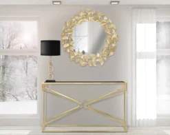 Miroir rond décoratif Fer doré verre M.D.F