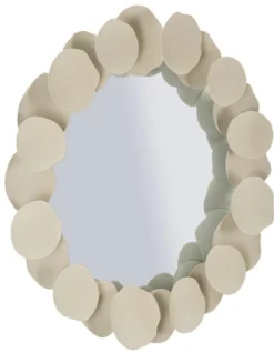 Miroir rond Dune cadre effet pierre beige