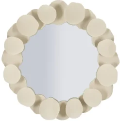 Miroir rond Dune cadre effet pierre beige